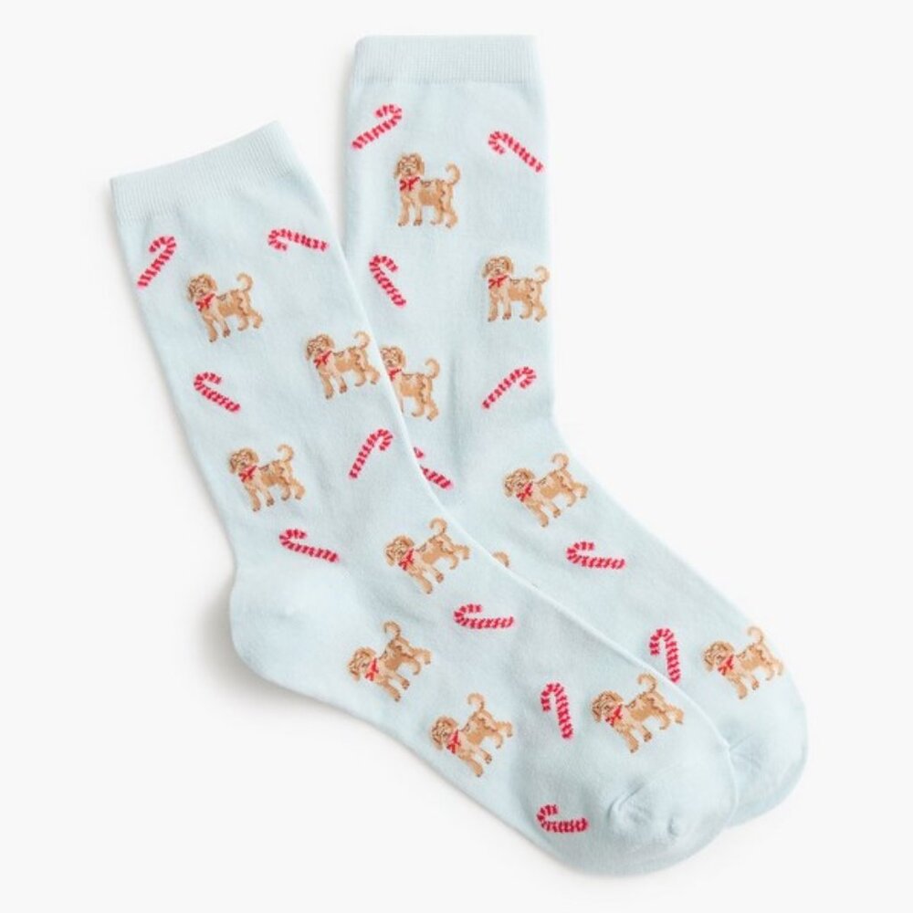 J. Crew Dog and candy cane trouser socks